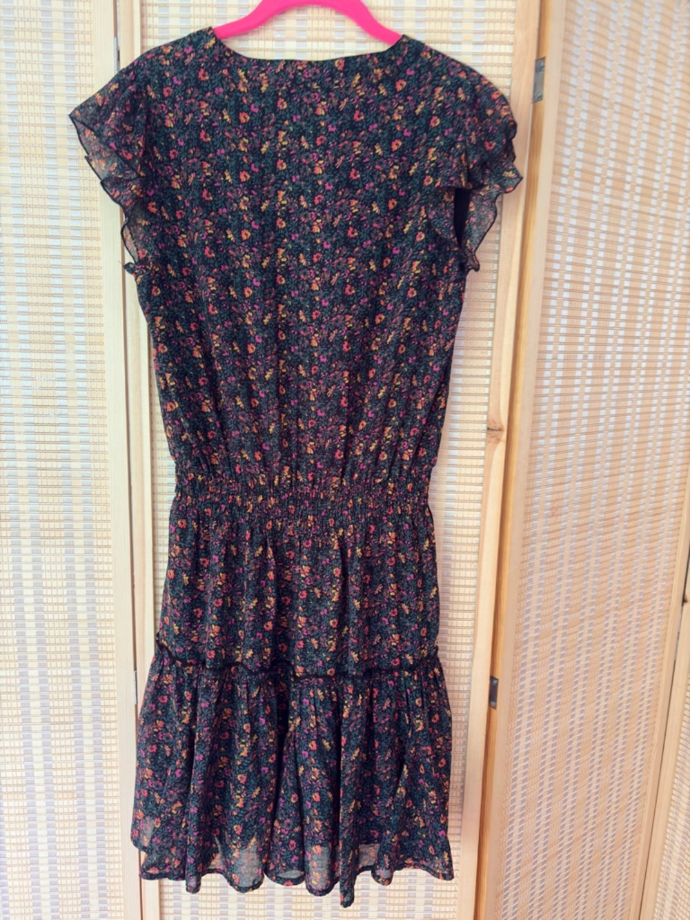 Evereve Black Floral Midi Dress | Size M - Picture 3 of 13